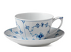 Royal Copenhagen Blue Fluted Plain Floral Pattern Porcelain Teacup & Saucer