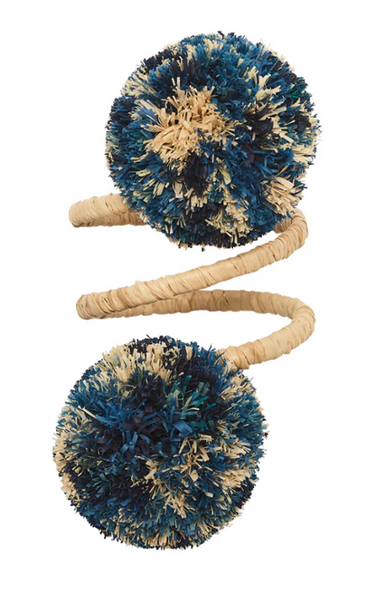 Kim Seybert Napkin Rings: Casbah in Natural & Blue, Set of 4
