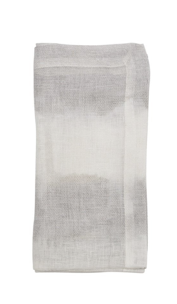 KIM SEYBERT  Watercolor Stripe Napkin in White & Gray, Set of 4