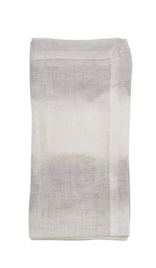 KIM SEYBERT  Watercolor Stripe Napkin in White & Gray, Set of 4