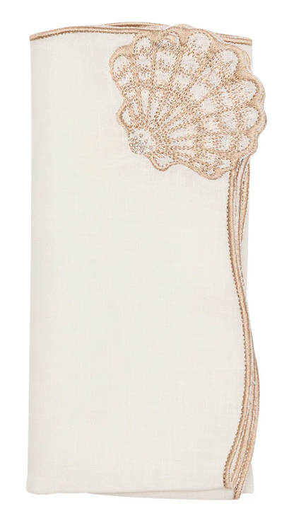 KIM SEYBERT  Beachcomber Napkin in White & Natural, Set of 4