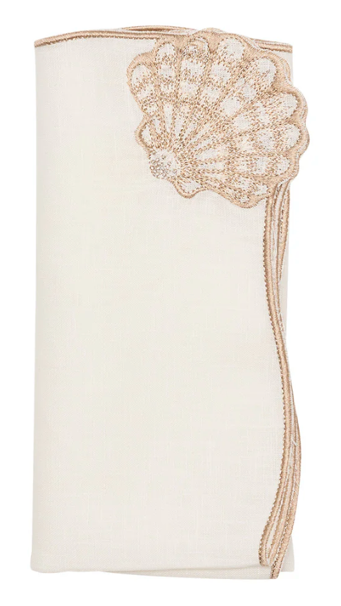 KIM SEYBERT  Beachcomber Napkin in White & Natural, Set of 4