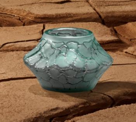 Lalique Caldera Blue Candle Holder Vase Persepolis Blue