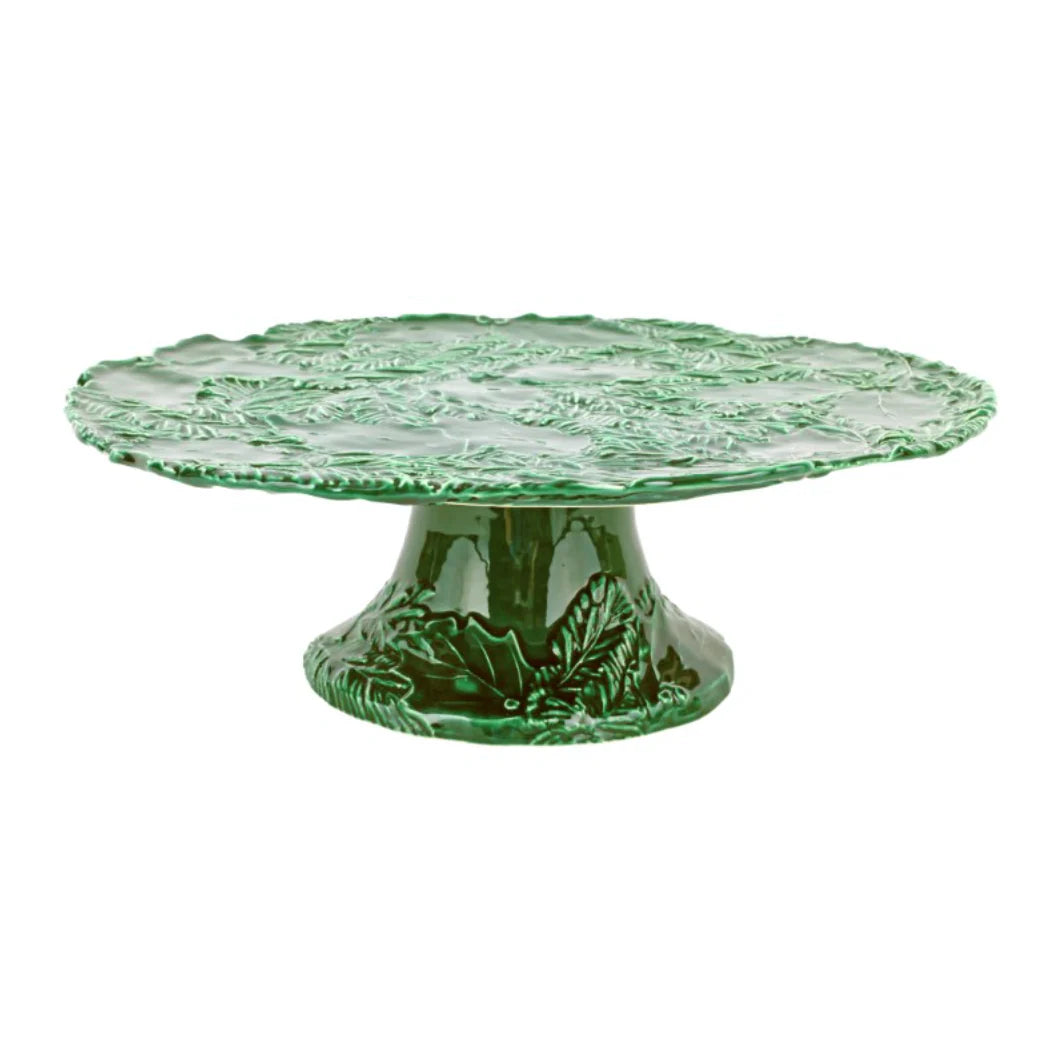 Vietri Lastra Holiday - Green Figural Cake Stand