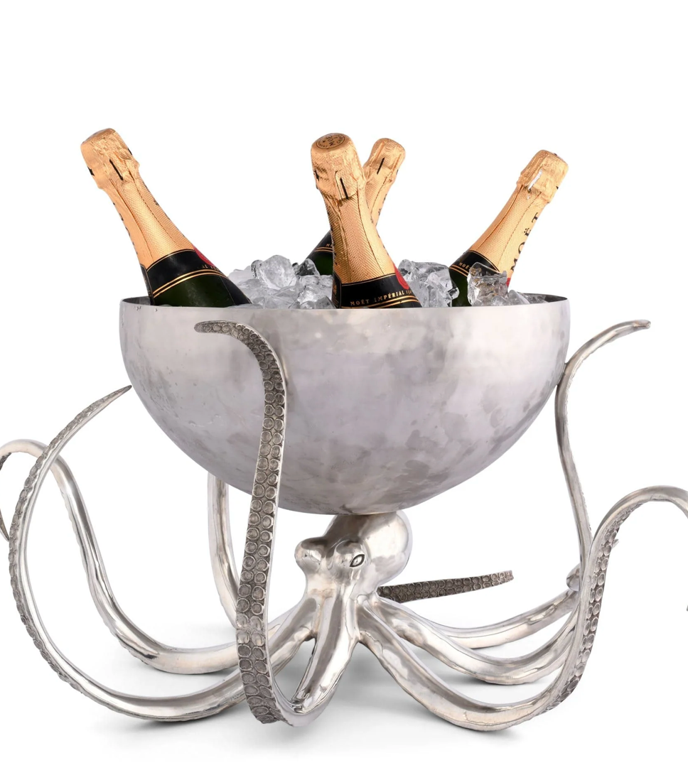 VAGABOND HOUSE OCTOPUS PEWTER STEEL ICE TUB PUNCHBOWL