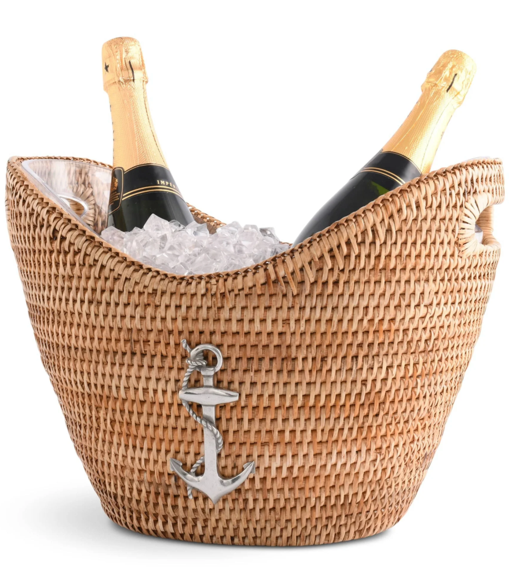 VAGABOND HOUSE ANCHOR HAND WOVEN WICKER RATTAN CHAMPAGNE / ICE TUB