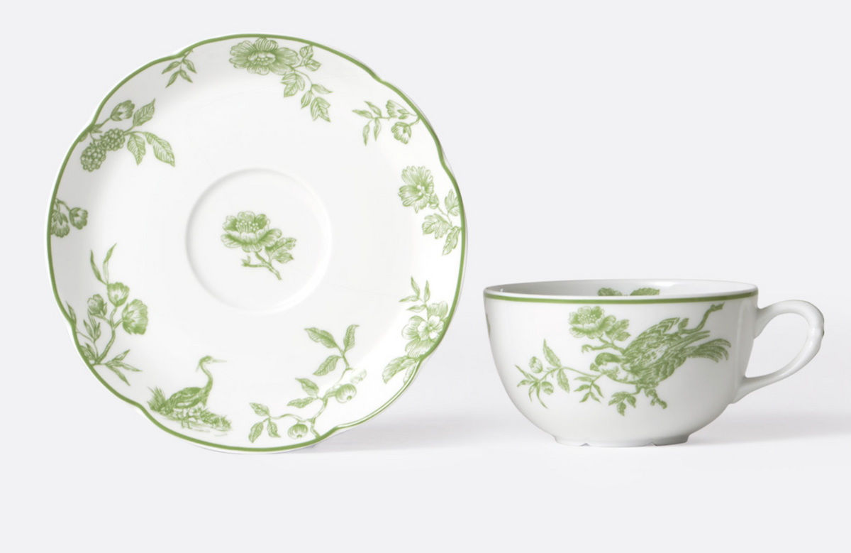 Bernardaud ALBERTINE FOND COULEUR Tea cup and saucer gift box 4.5 oz