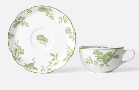 Bernardaud ALBERTINE FOND COULEUR Tea cup and saucer gift box 4.5 oz