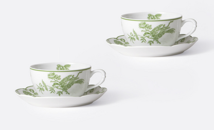 Bernardaud ALBERTINE FOND COULEUR Tea cup and saucer gift box 4.5 oz