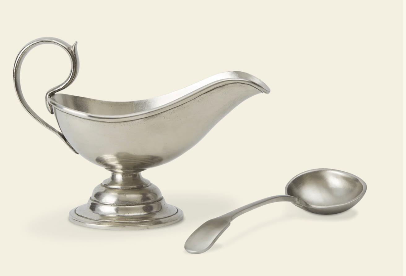 Match Pewter Gravy Boat w/gravy spoon