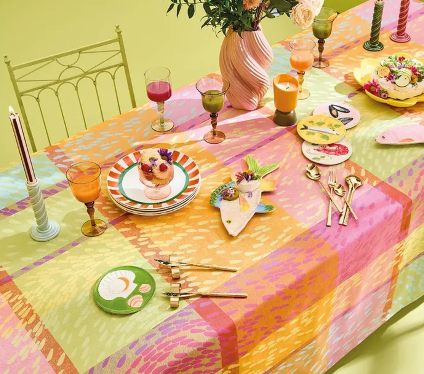 Garnier Thiebaut Mille Sources Berlingot Jacquard Tablecloth 71"x98"