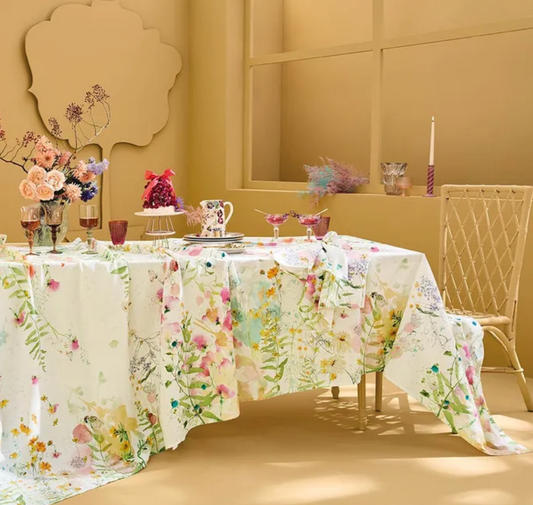 Garnier Thiebaut Rosee Du Matin Printemps Tablecloth 61"x61", Cotton-Linen Blend