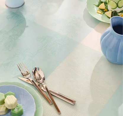 Garnier Thiebaut Mille Iris D'Eau Aqua Jacquard Tablecloth 71" x 118"