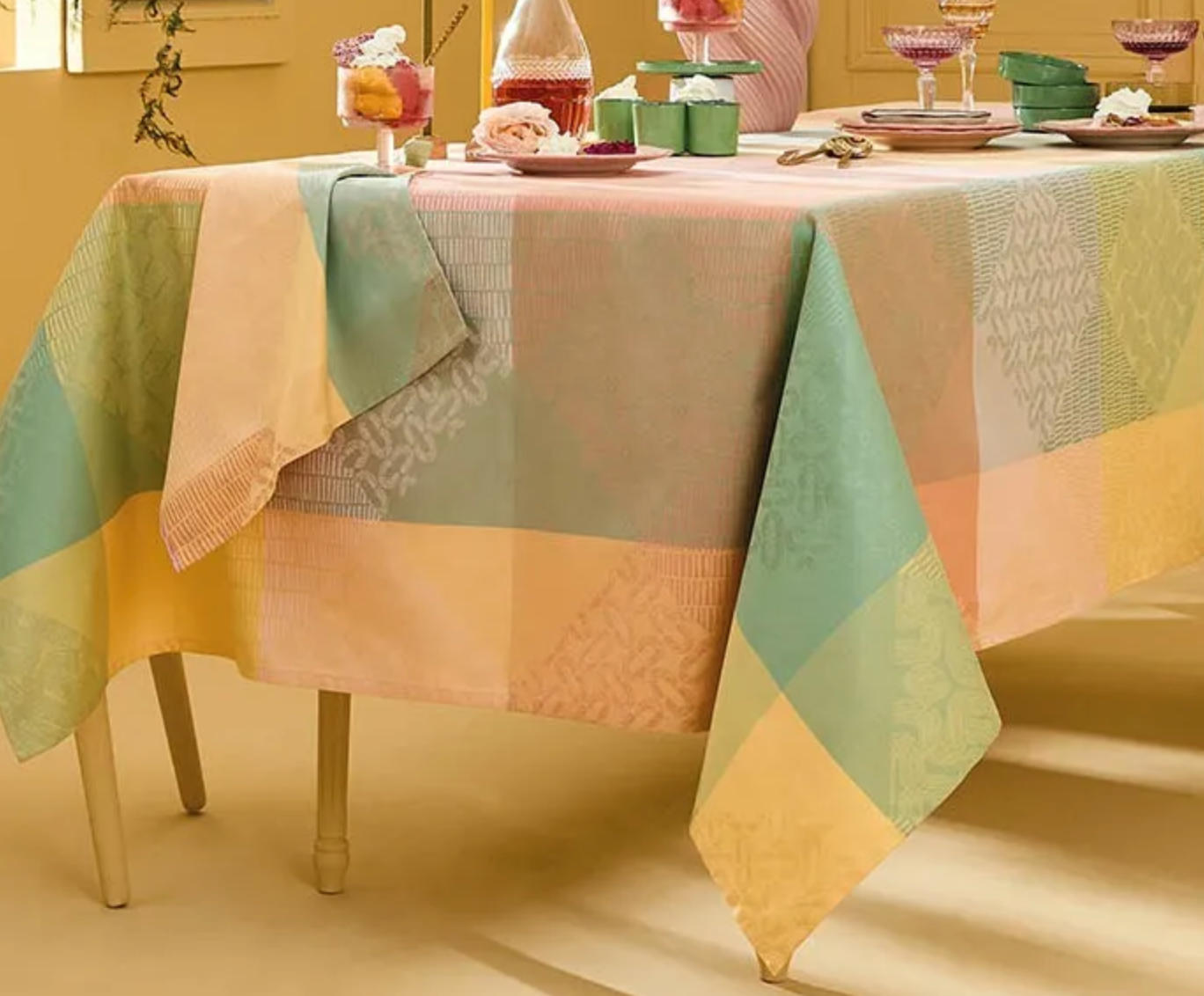 Garnier Thiebaut Mille Empreintes Pastel Jacquard Tablecloth 61"x102"