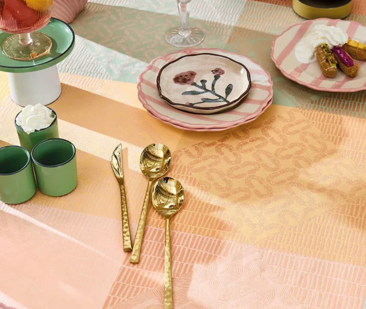 Garnier Thiebaut Mille Empreintes Pastel Jacquard Tablecloth 61"x102"