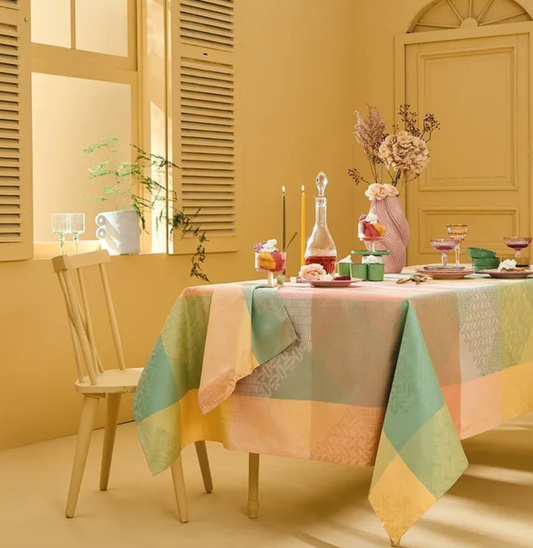 Garnier Thiebaut Mille Empreintes Pastel Jacquard Tablecloth 61"x61"