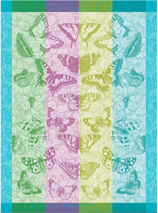 Garnier Thiebaut  Beaux Papillons Aquatique Jacquard Kitchen Towel