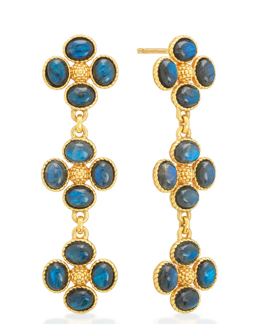 Capucine De Wulf BERRY Clover Linear Earrings - Blue Labradorite