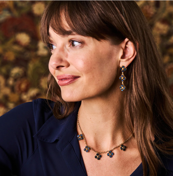 Capucine De Wulf BERRY Clover Linear Earrings - Blue Labradorite