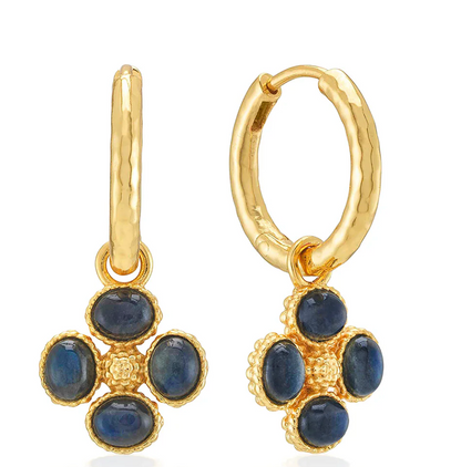 Capucine De Wulf Berry Clover Hoop Earrings with Double Sided Charm - Blue Labradorite