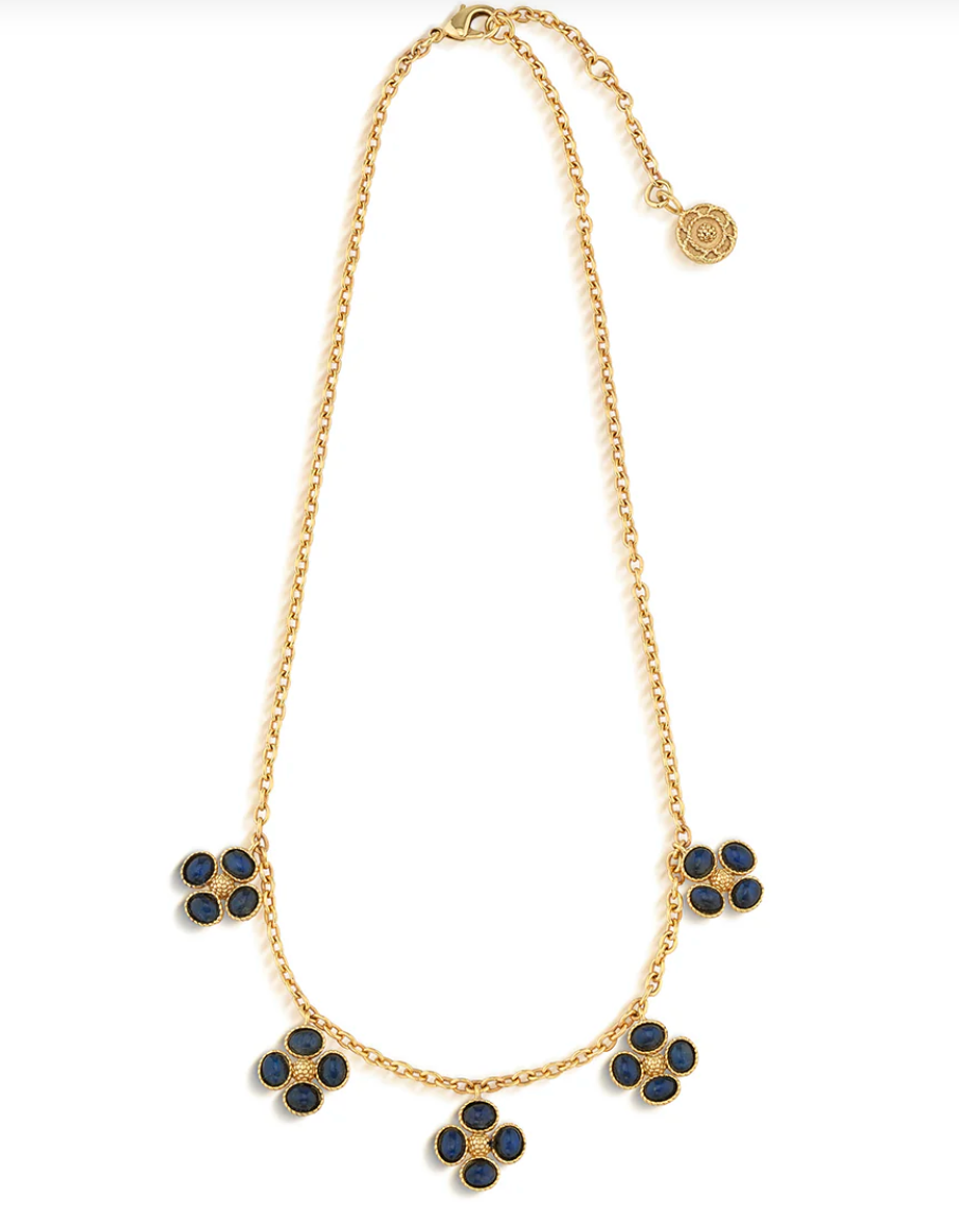 Capucine De Wulf Berry Clover Multi Station Necklace, 16"+2" - Blue Labradorite