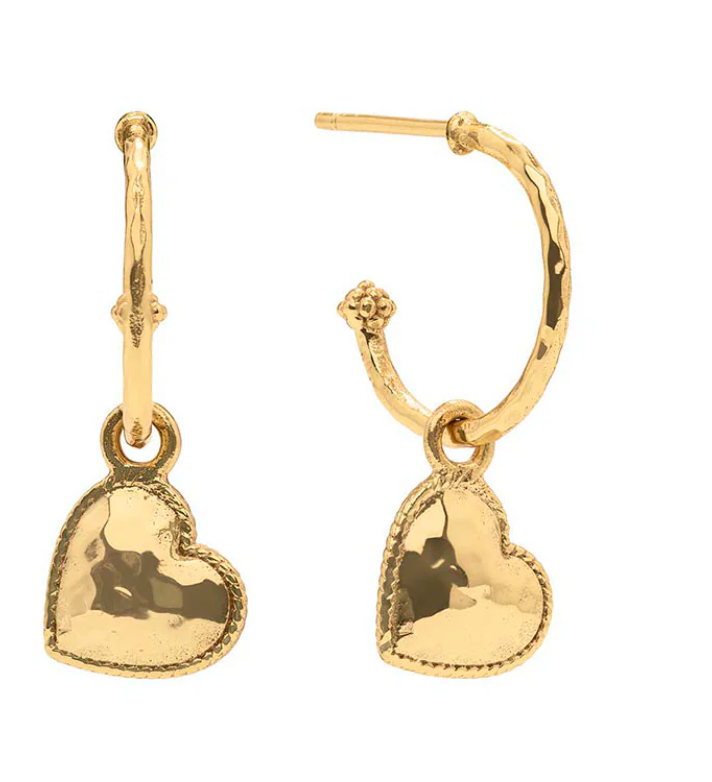 Capucine de Wulf jewelry pouch LOVE Hoop Earrings with Heart Charm - Gold