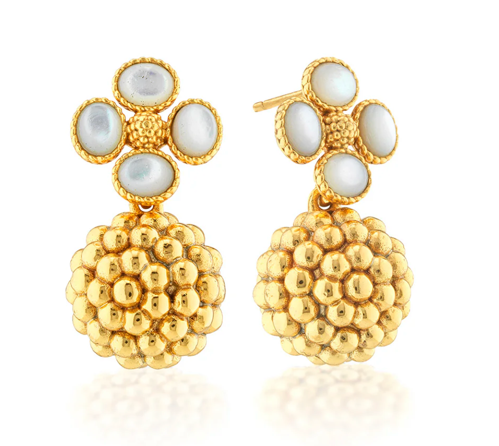 Capucine De Wulf Berry Clover Drop Earrings - MOP Berry Clover