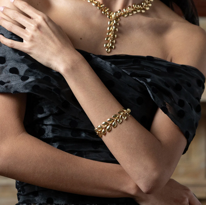 Capucine De Wulf Golden Laurel Link Bracelet, Gold