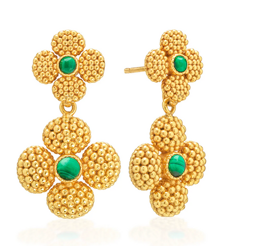 Capucine De Wulf Clover Convertible Duo Earrings - Malachite