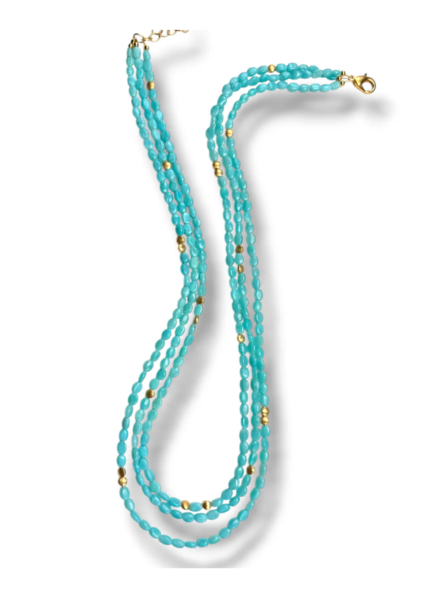 Dina Mackney AMAZONITE TRIPLE STRAND NECKLACE 36”