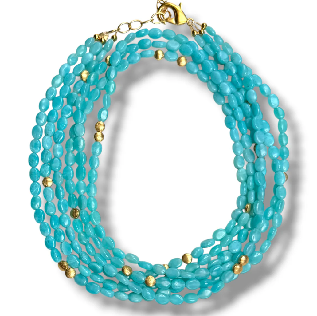 Dina Mackney AMAZONITE TRIPLE STRAND NECKLACE 36”