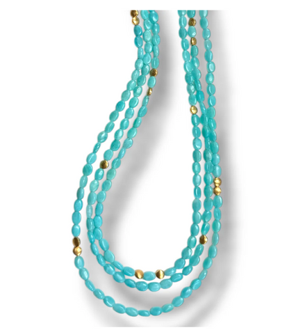 Dina Mackney AMAZONITE TRIPLE STRAND NECKLACE 36”