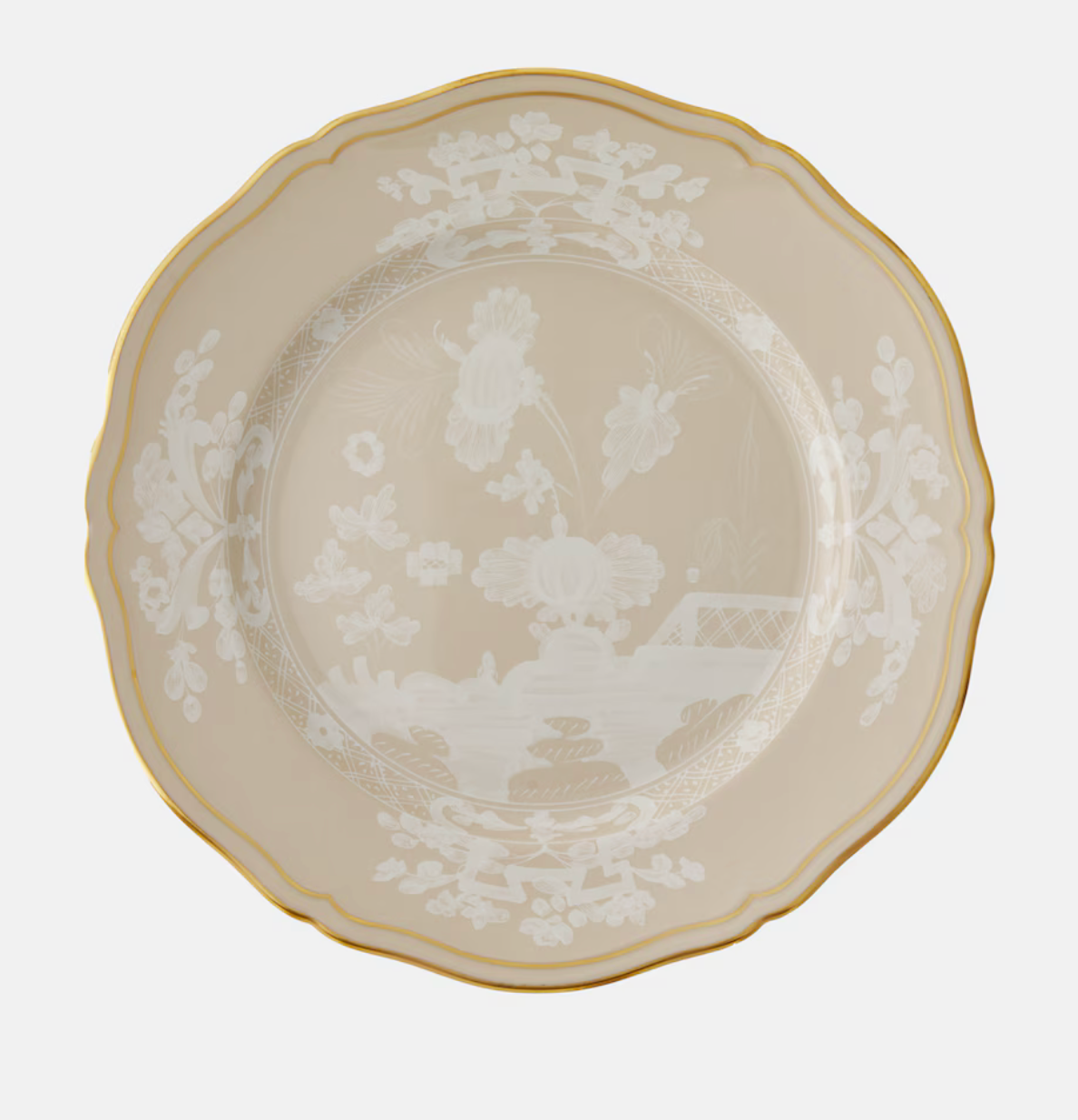 Ginori 1735 Oriente Italiano Dinner Plate - Meringa (Beige w/Gold Threading)