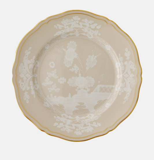 Ginori 1735 Oriente Italiano Dinner Plate - Meringa (Beige w/Gold Threading)