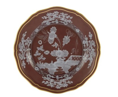 Ginori 1735 Oriente Italiano Dinner Plate - Castagna (Brown w/Gold Threading)