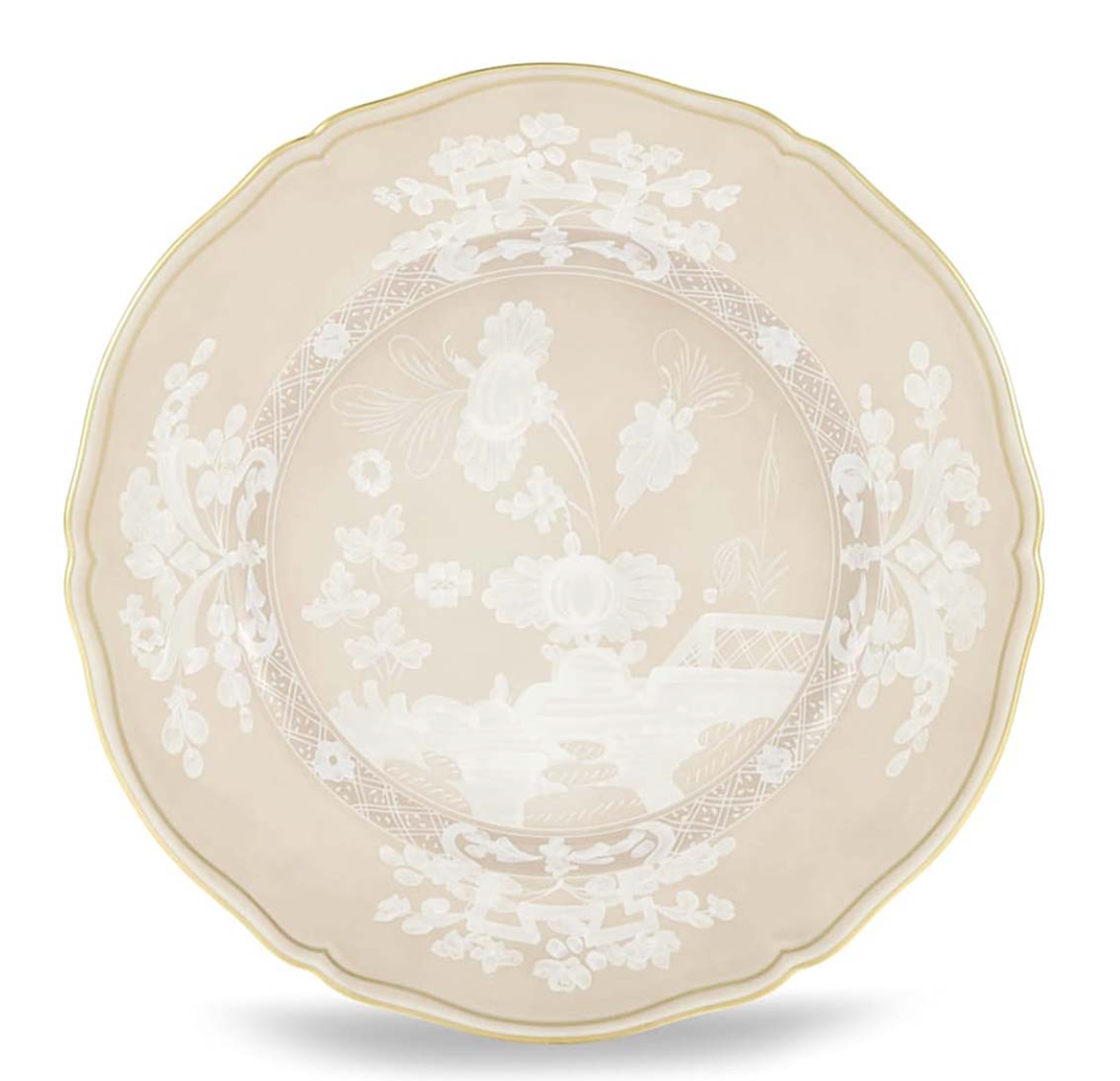 Ginori 1735 Oriente Italiano Charger Plate - Meringa (Beige w/Gold Threading)