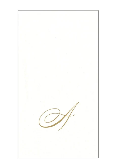 Caspari Initial A Guest Towel Gold