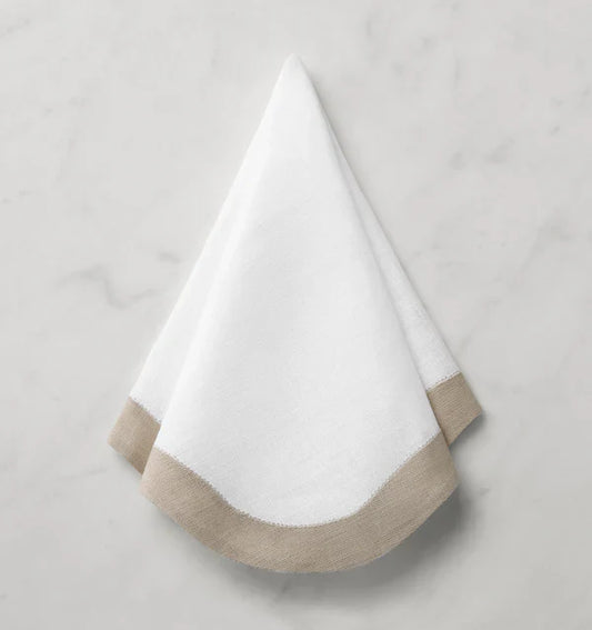 Sferra White/Nat Ondulato Dinner Napkins Set of 4