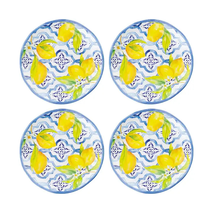 Appetizer Lovely Lemons 6" Melamine Plate Supreme Housewares Set of 4