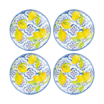Appetizer Lovely Lemons 6" Melamine Plate Supreme Housewares Set of 4