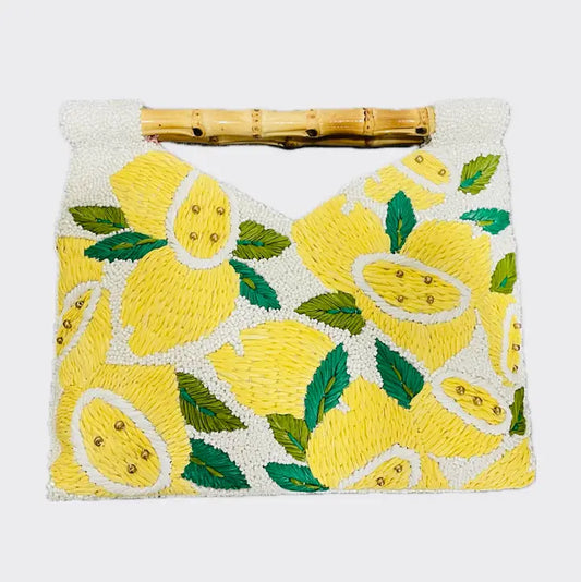 Tiana Designs Lemon Rafia Clutch