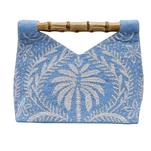 Tiana Designs Blue Palm Bamboo Handle Bag