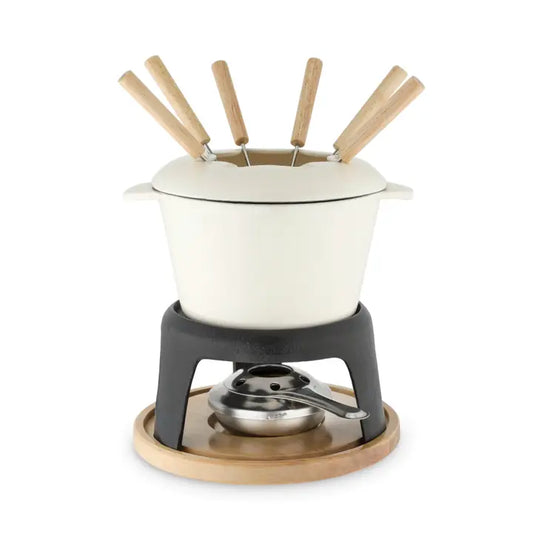 Fondue Enamel Coated-Finish Cast Iron Fondue Set Twine