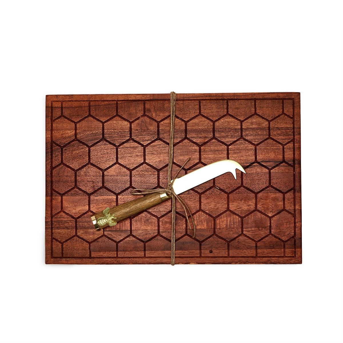 Twos Company Bee Charcuterie Board Serving Set with knife