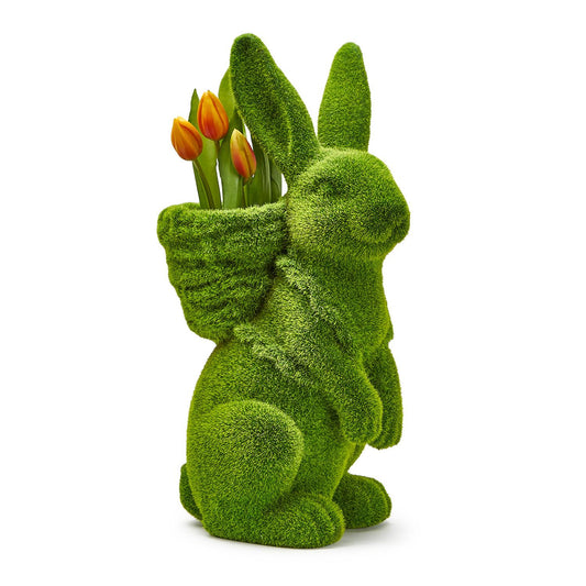 Two's Company Moss Bunny with Basket on Back