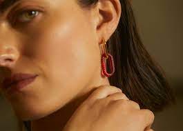 Lalique Earrings - Empreinte Animale - Small - Red Crystal, Gold-Plated Brass