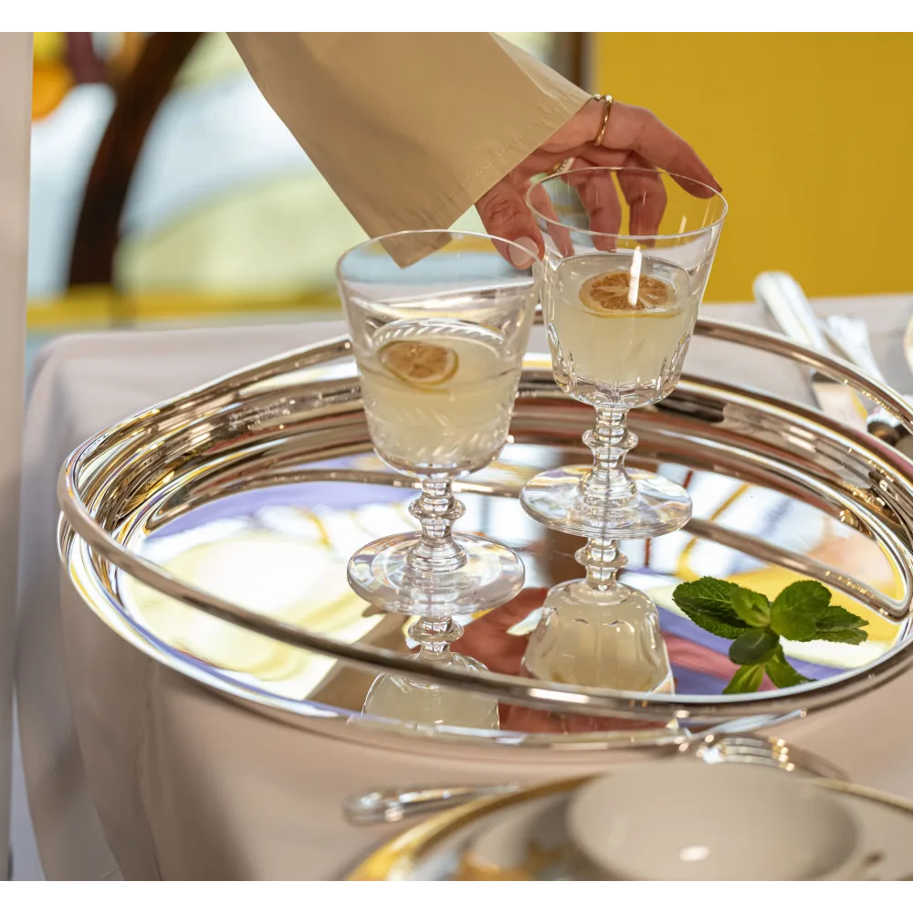 Christofle Vertigo Round Serving Tray - Large, Silver-Plated