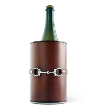 Vagabond House Horse Bit Wine Bottle Chiller Leather Stainless Lined