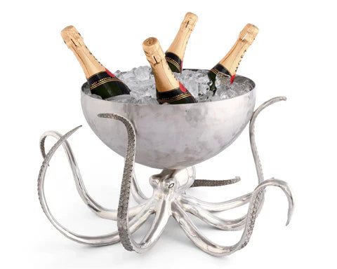Vagabond House Octopus Ice Tub Punchbowl Pewter Steel