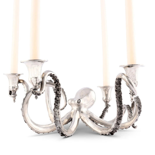Vagabond House Octopus Candelabra Four Taper Pewter